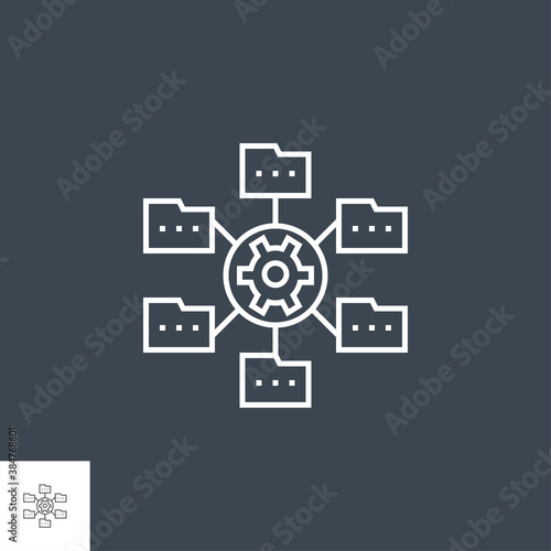 Data Menagement Related Vector Thin Line Icon. Isolated on Black Background. Editable Stroke. Vector Illustration.