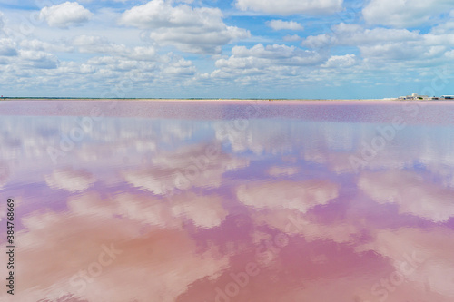 Las coloradas, pink lake in Rio Lagartos, Yucatan, Mexico photo