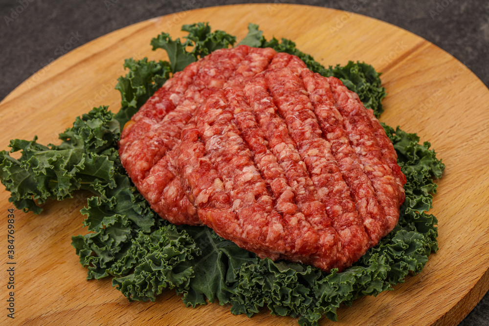 Raw beef burger cutlet for cooking Raw beef burger cutlet for cooking