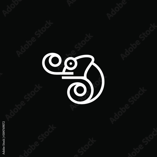 Chameleon logo design template Vector line illustration