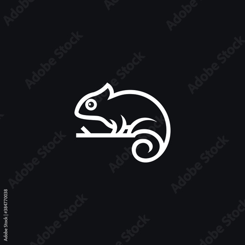 Chameleon logo design template Vector line illustration