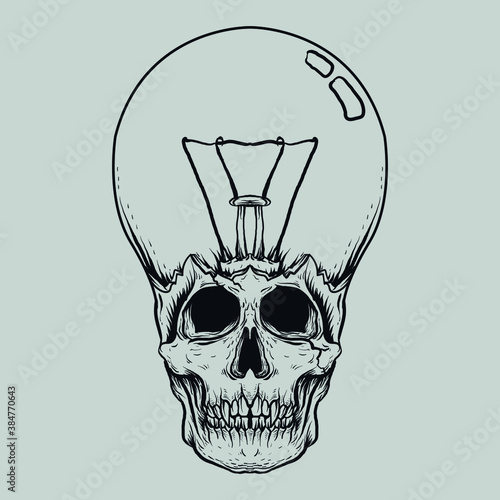 tattoo and t-shirt design skull bulb