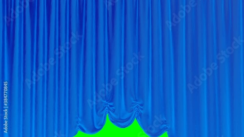 The Austrian red blue curtain opens and closes. The end and the beginning on the theater stage. The video contains a chroma key green color for easy background change.

