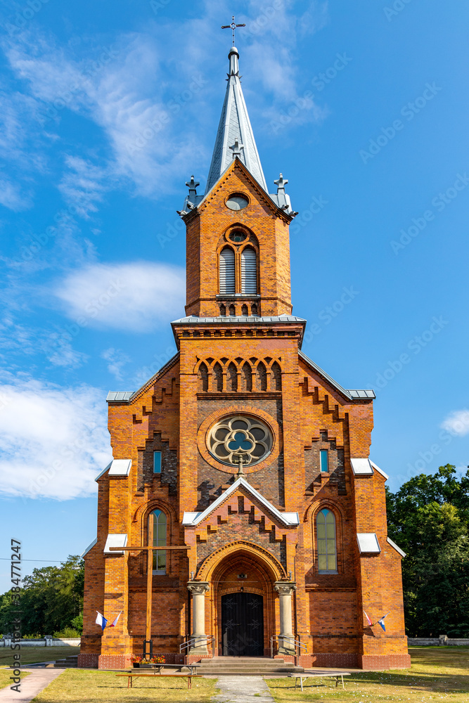 Neo-gothic parish church of St. Mary Rosary near park and historic museum manor house of Mikolaj Rej, polish renaissance poet and writer in Naglowice, Poland Neo-gothic parish church of St. Mary Rosary near park and historic museum manor house of Mikolaj Rej, polish renaissance poet and writer in Naglowice, Poland