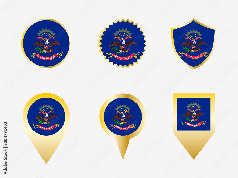 Vector flag set of North Dakota, US state Vector flag set of North Dakota, US state