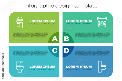 Set line Toilet bowl, Antiperspirant deodorant roll, and Epilator. Business infographic template. Vector.