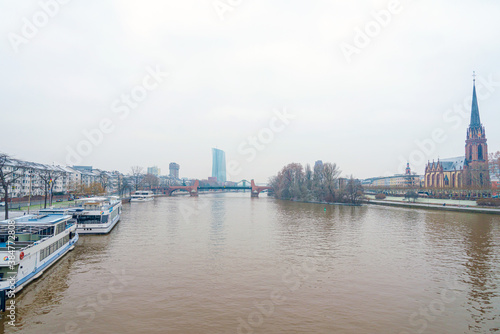 Frankfurt, Germany - January 22, 2019: River view of Frankfurt am Main, Germany © ilolab