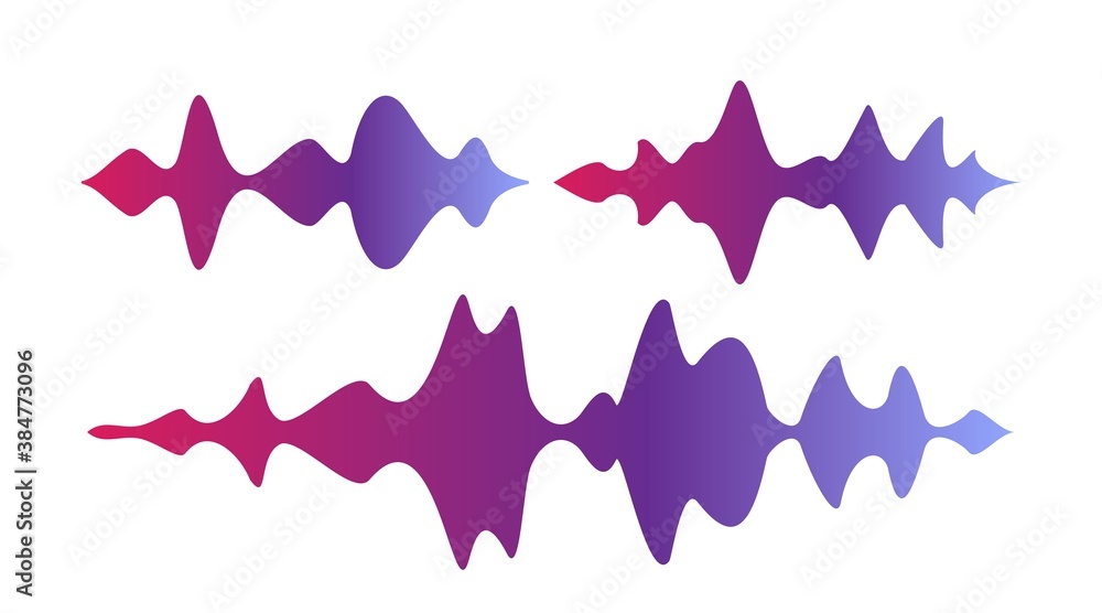 Vector sound waves set. Audio equalizer technology, pulse signal musical. Vector illustration