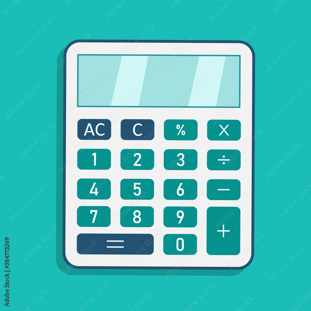 Calculator icon. Calculate finance with modern calculator with display and buttons. Accounting and economy concept. Equipment for business, algebra and mathematics. Financial device. Vector Calculator icon. Calculate finance with modern calculator with display and buttons. Accounting and economy concept. Equipment for business, algebra and mathematics. Financial device. Vector