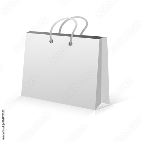 Paper package and price tags template isolatedю Realistic Shopping Bag Mockup for branding and corporate identity design.