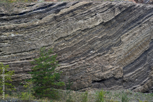Rock formations in geological layers