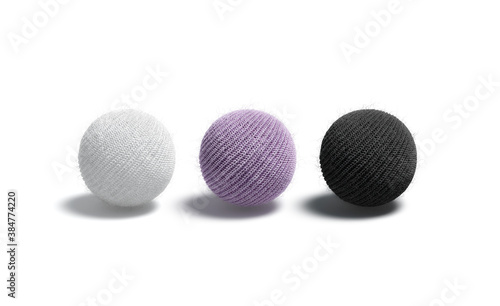 Blank knitted black  white and purple ball mock up set