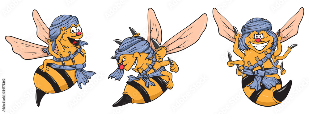 bee cartoon with multiple blades, perfect for your design