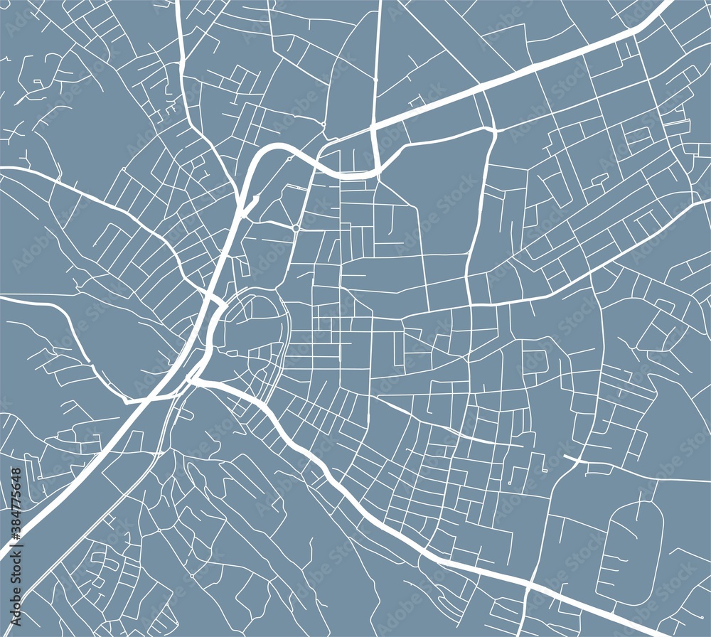 Detailed map of Bielefeld city, linear print map. Cityscape panorama.