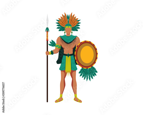 Detailed Mayan People with Standing Gesture Illustration