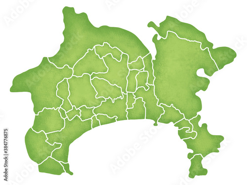 Obraz na plátně 神奈川県の境界線入り地図
