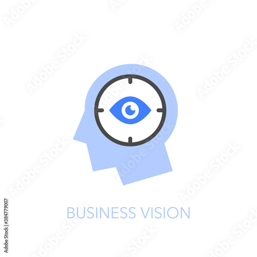 Business vision symbol with a human head and a focused eye. Easy to use for your website or presentation.
