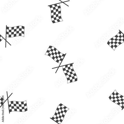 Vector car racing flag icon. Start, finish symbol seamless pattern on a white background.