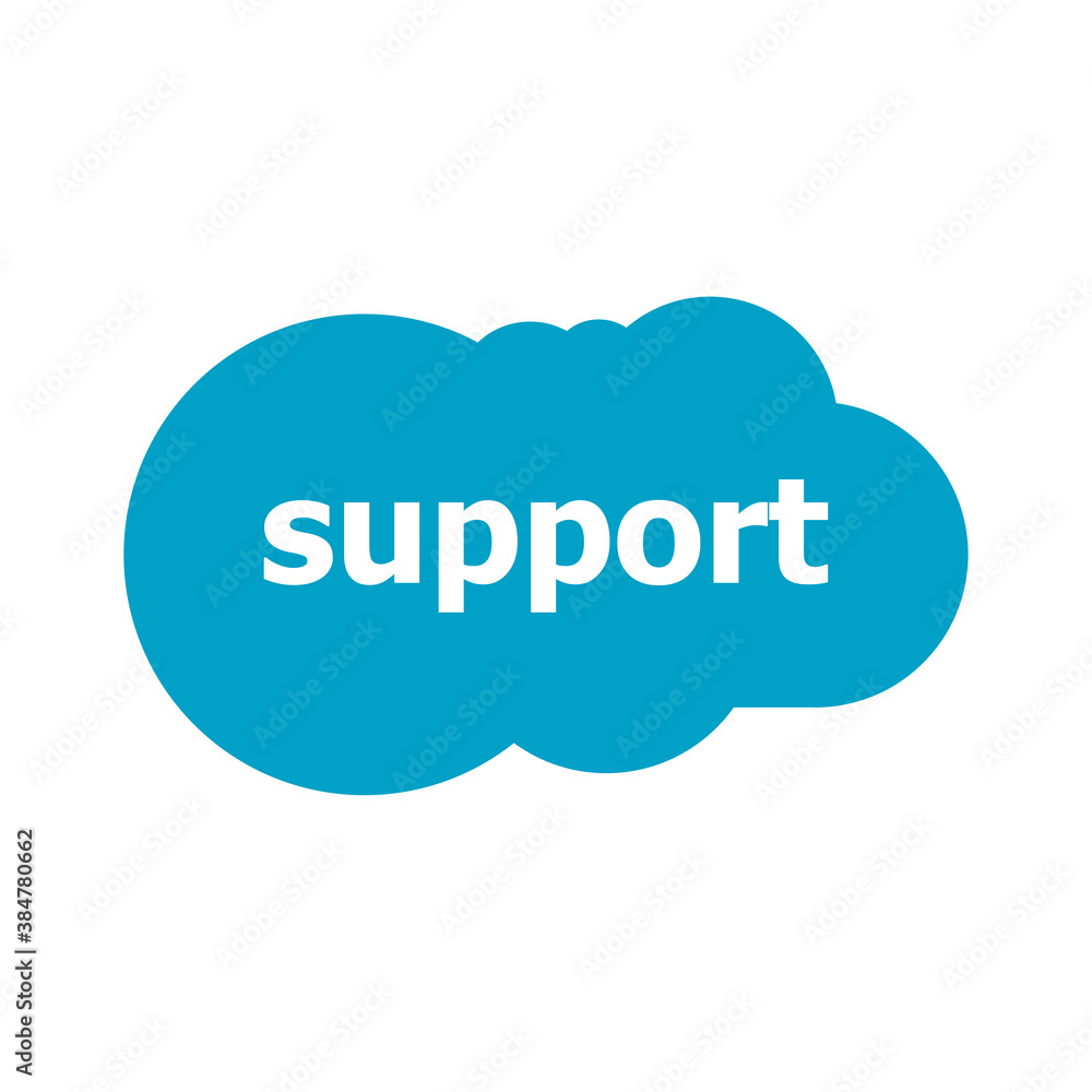 Support word on abstract blue speech bubble isolated on white background. Support text concept Support word on abstract blue speech bubble isolated on white background. Support text concept