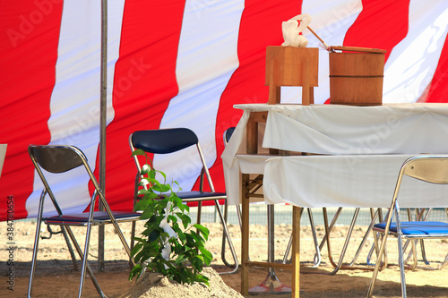 地鎮祭の仮設テント