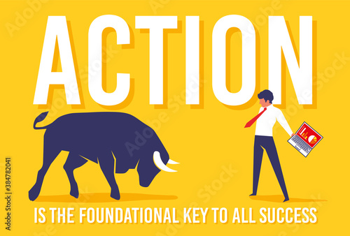 Quotes Action Success Business Bull Fighting  Vector