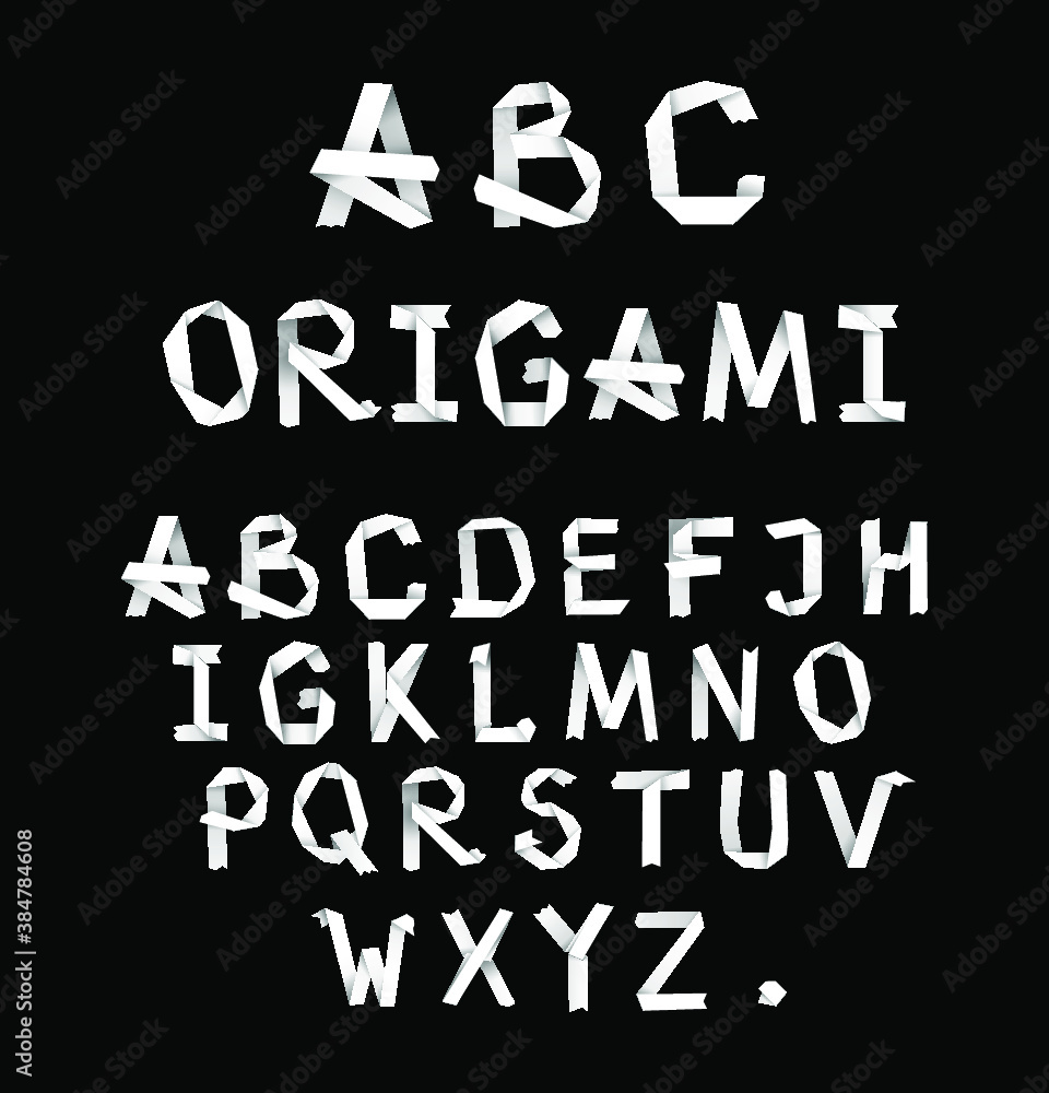 White creative origami alphabet letters. Vector White creative origami alphabet letters. Vector
