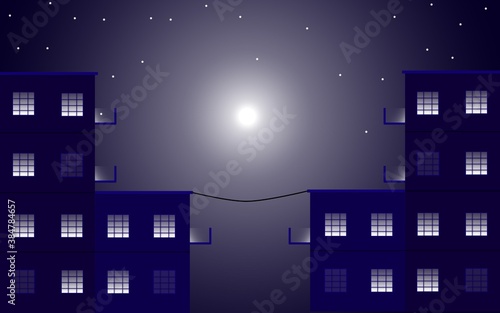 Night city in the night (illustration)