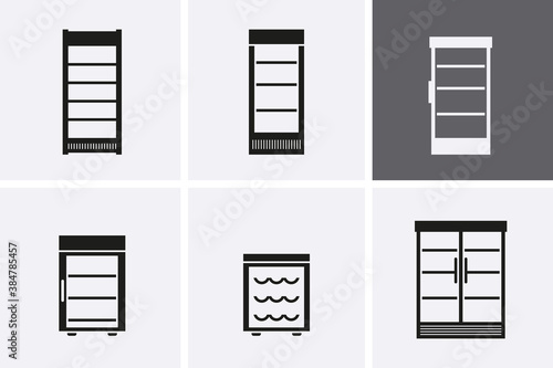 Fridge drink, freezer, Icon set.