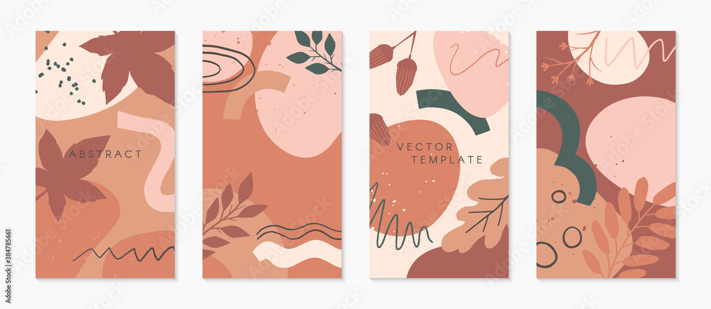 Fototapeta Bundle of editable insta story templates with copy space for text.Autumn ad and promo concept.Modern vector layouts.Trendy design for social media marketing,digital post,prints,banners.