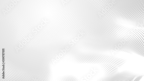 Dot white gray wave light technology texture background. Abstract big data digital concept. 3d rendering.