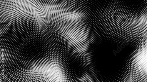 Dot white black wave technology texture background. Abstract big data digital concept. 3d rendering.