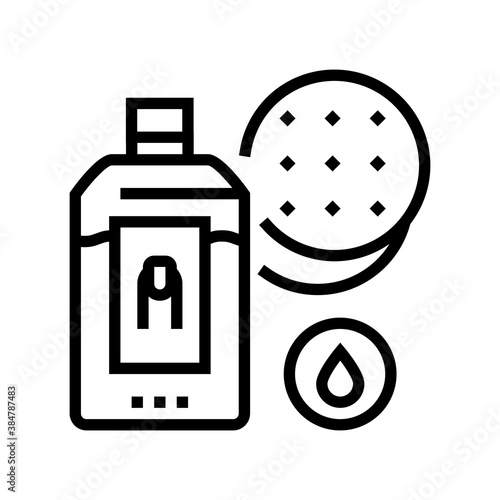 nail polish remover and cotton pad line icon vector. nail polish remover and cotton pad sign. isolated contour symbol black illustration