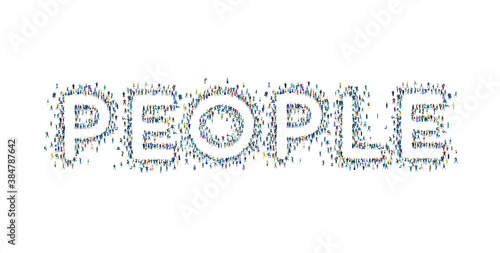 PEOPLE made of lots little people different age and professional background. Crowd, world, citizens, population.