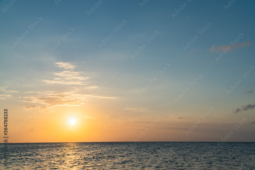 sunset over the sea in the evening