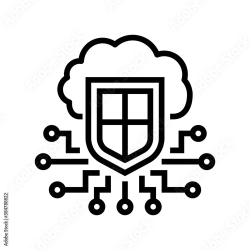 electonic cloud protection line icon vector. electonic cloud protection sign. isolated contour symbol black illustration