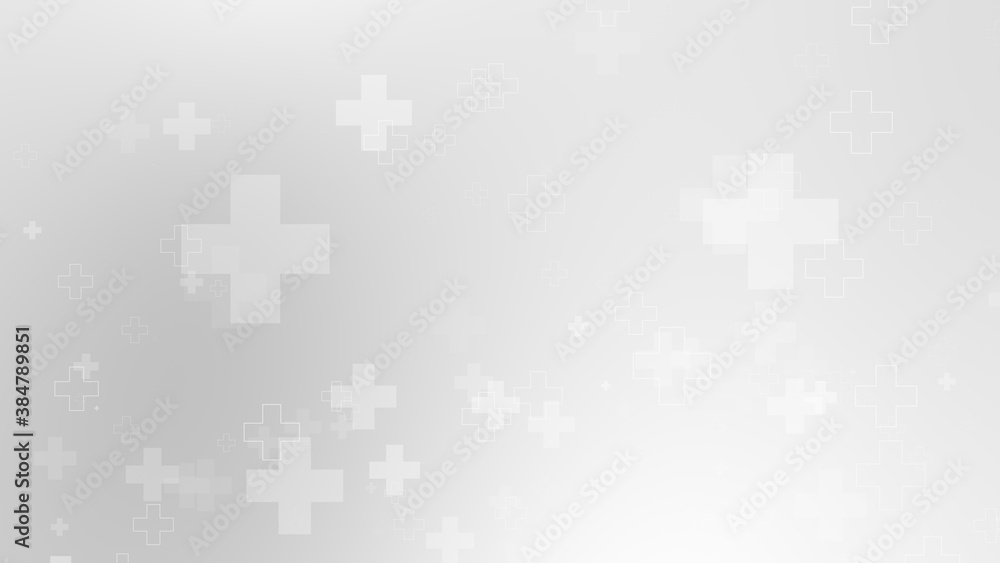 Fototapeta premium Abstract medical white gray cross pattern background.
