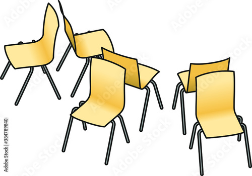 Chairs set back to back for group work, role play, therapy and workshops.