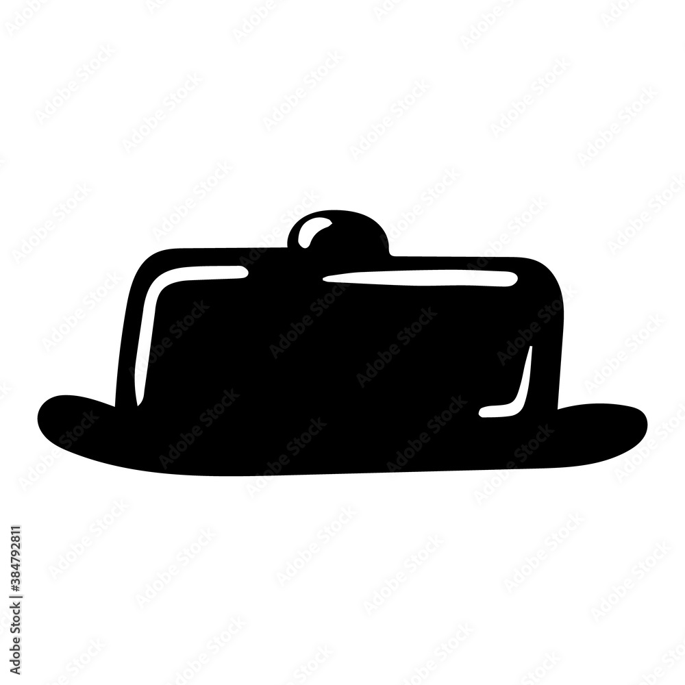 Isolated black butter dish in simple cartoon style. Vector illustration