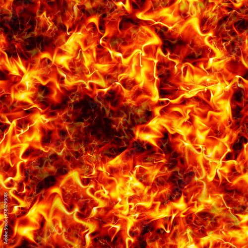 Seamless texture of fire. Flame background. Seamless closeup firestorm background.