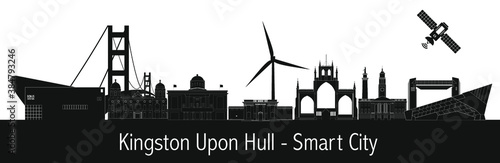 Hull city skyline silhouette photo