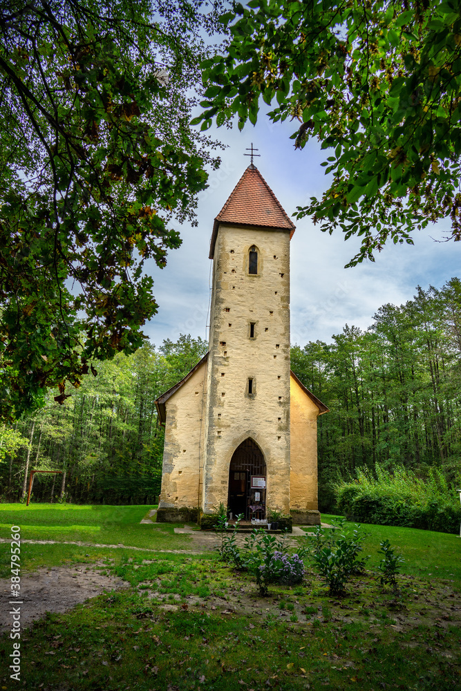 Beautiful little old catholic Trinity church in Velemér Őrség national park