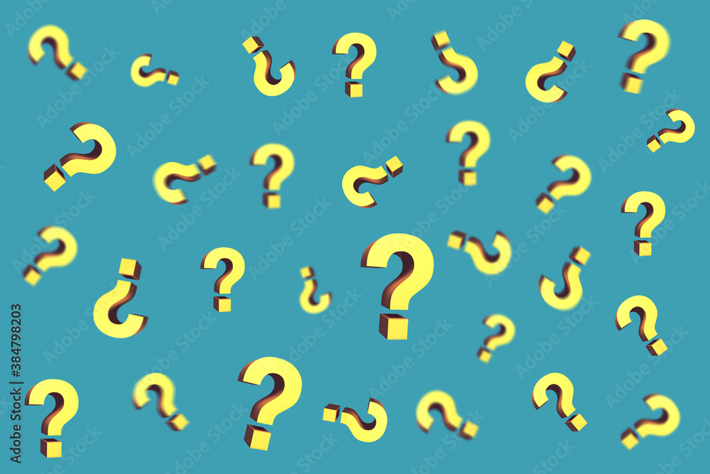 Yellow Question Mark against blue background - why ? Yellow Question Mark against blue background - why ?