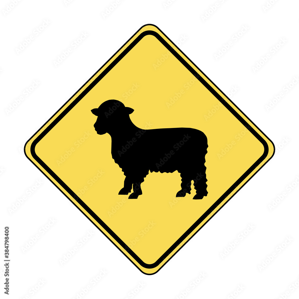 Warning Road Sign Animal Crossing Diamondshaped Stock Vector