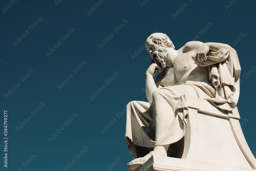 Statue of the ancient Greek philosopher Socrates in Athens, Greece, October 9 2020.