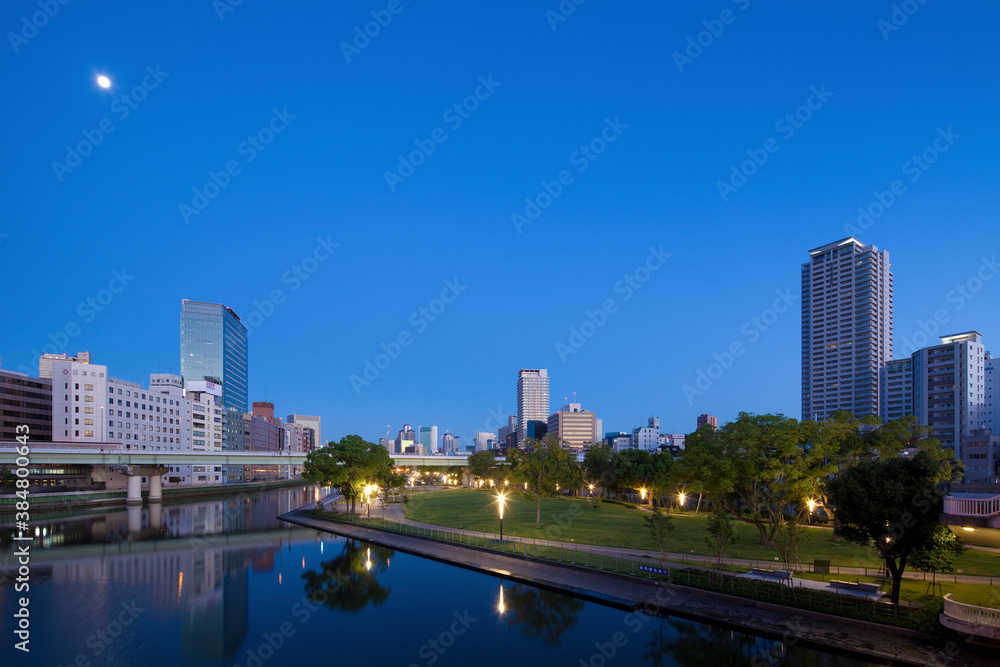 月あかりの大阪北浜と中之島公園 月あかりの大阪北浜と中之島公園