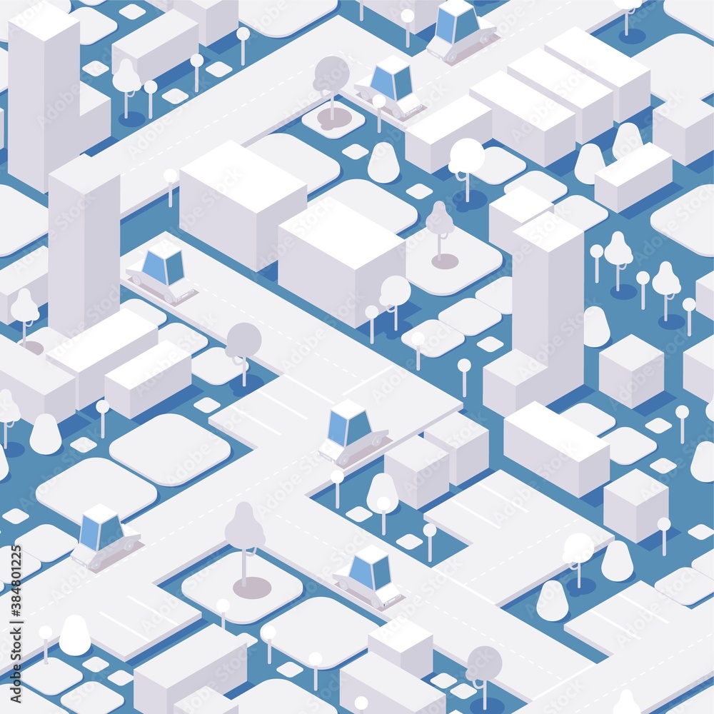 Day city seamless pattern on blue background. Vector tileable design Day city seamless pattern on blue background. Vector tileable design