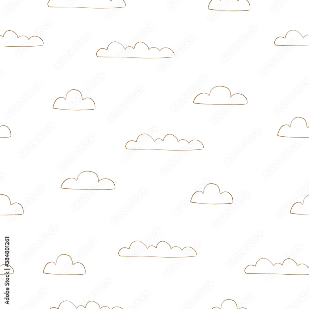 Cute Cloud seamless Pattern. Scandinavian Hand Drawn Style. Rainy Day. Cute Cloud seamless Pattern. Scandinavian Hand Drawn Style. Rainy Day.