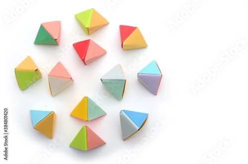 Abstract origami tetrahedrons.
