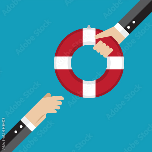 Lifebuoy is used to help businessman