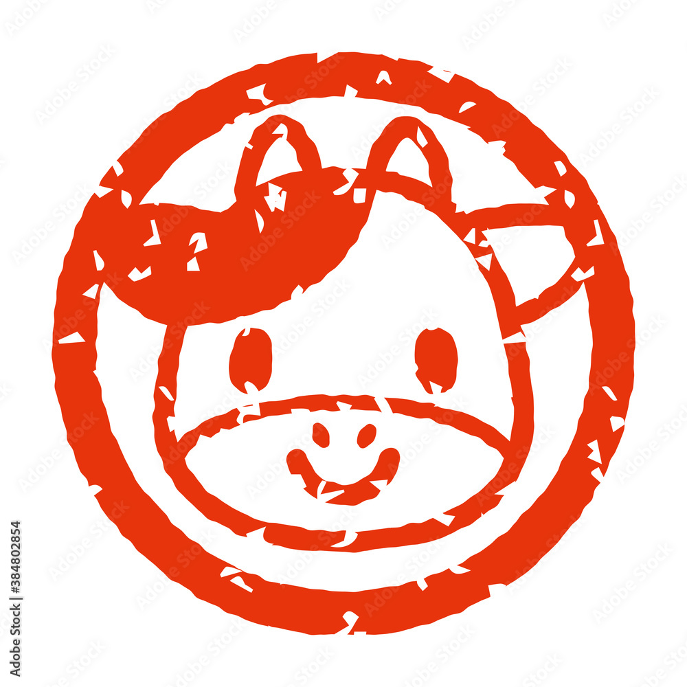 かすれた牛の顔の判子 かわいい牛のキャラクターの印鑑 スタンプ アイコン Stock 벡터 Adobe Stock